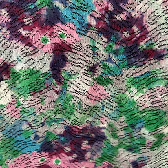 Phoebe Couture Sleeveless Shift Dress in Green, Pink & Purple with Black Trim - Picture 4 of 7